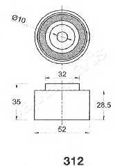 Авто тетиктер жана сарптоолору - Ролик натяжной JAPANPARTS BE312