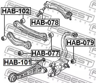 Spare Parts and Consumables - Сайлентблок зад. амортизатора Honda Accord all 90-93 FEBEST HAB079