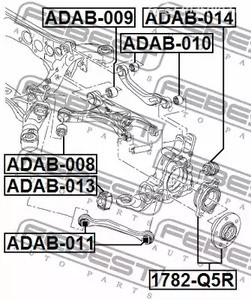 Авто тетиктер жана сарптоолору - Сайлентблок задней цапфы Audi Q5 09> FEBEST ADAB014