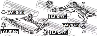 Запчасти и расходники - Сайлентблок подрамника Lexus RX300 98-03 FEBEST TAB527