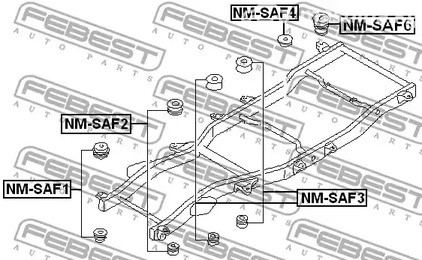 Авто тетиктер жана сарптоолору - Подушка рамы Nissan Patrol GR 97-08 FEBEST NMSAF6