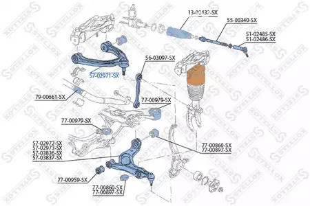 Запчасти и расходники - Рычаг верхний алюм. VW Touareg all 02>, Audi Q7 4.2/3.0TDI 02> STELLOX 5702