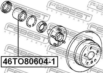 Авто тетиктер жана сарптоолору - Подшипник ступицы задней Toyota Carib AE111G/AE114G ABS FEBEST 46TO806041