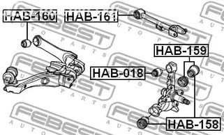 Spare Parts and Consumables - С/б зад цапфы ниж перед и зад Febest HAB158