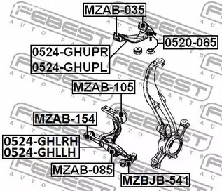 Spare Parts and Consumables - Опора шаровая переднего верхнего рычага Mazda 6 Gg 02-08 FEBEST 0520065