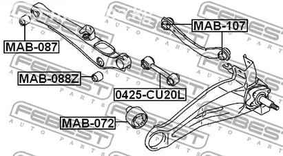 Spare Parts and Consumables - Сайлентблок задней попереч.тяги Mitsubishi Outlander 2.0/2.4 02> FEBEST MAB