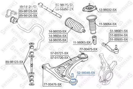 Spare Parts and Consumables - Опора шаровая STELLOX 5298048SX