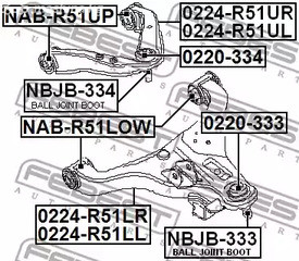 Авто тетиктер жана сарптоолору - Опора шаровая Nissan Pathfinder R51M 05-13 FEBEST 0220333