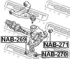 Spare Parts and Consumables - Сайлентблок цапфы задней подвескиNissan Elgrand 02-10 FEBEST NAB269