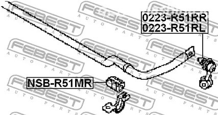 Авто тетиктер жана сарптоолору - Втулка стабилизатора заднего d24 Nissan Pathfinder R51M 04-13 FEBEST NSBR51