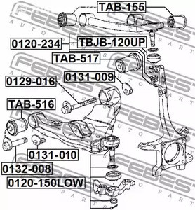 Запчасти и расходники - Сайлентблок рычага нижн. задний Toyota LC Prado 150 09> FEBEST TAB517