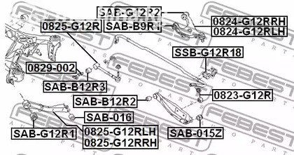 Spare Parts and Consumables - Сайлентблок задн верх рычага (комплект) Febest SABG12R2