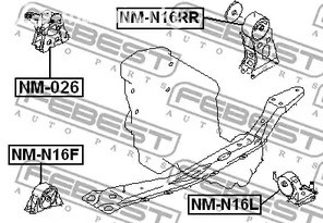 Запчасти и расходники - Подушка двигателя передняя Nissan Almera N16 00-05 FEBEST NM026