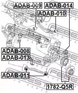 Авто тетиктер жана сарптоолору - Сайлентблок зад. рычага перед. Audi A4/A5/A6/S4/S5 & quattro 07> FEBEST ADA