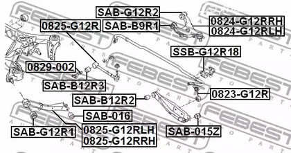 Авто тетиктер жана сарптоолору - Рычаг зад.подвески верхний Subaru Legasy 98> FEBEST 0825G12R