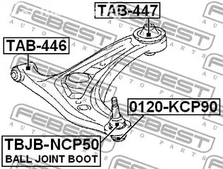 Spare Parts and Consumables - С/блок переднего рычага, задний Febest TAB447