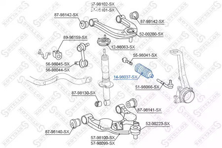 Запчасти и расходники - Пыльник рейки рулевой Toyota Land Cruiser Prado 02> STELLOX 1498037SX