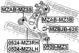 Авто тетиктер жана сарптоолору - Опора шаровая Mazda 3 Bk 03-08 FEBEST 0520MZ3