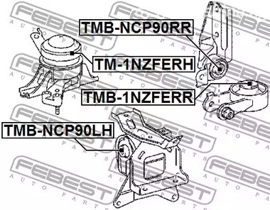 Spare Parts and Consumables - Подушка двигателя правая Toyota Yaris 05-11 FEBEST TM1NZFERH