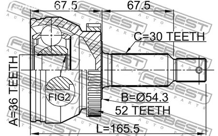 Spare Parts and Consumables - ШРУС наружный к-кт 36x54.3x30 Hyundai Santa Fe 06-12 FEBEST 1210SFCLA52