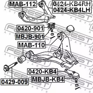 Spare Parts and Consumables - Сайлентблок перед.верх.рычага Mitsubishi L200 05> FEBEST MAB112