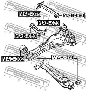 Spare Parts and Consumables - Сайлентблок зад. продол. рычага Mitsubishi Space Star 1.3i 98-05 FEBEST MAB