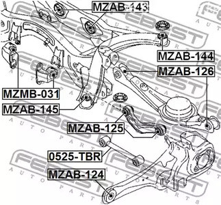 Запчасти и расходники - Сайлентблок задней подвески Mazda CX-9 TB 07-13 FEBEST MZAB126