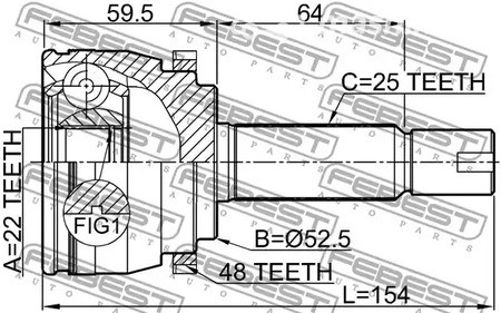 Spare Parts and Consumables - Граната наружная 22х52х25 с ABS Febest 1210SOLA48