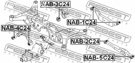 Авто тетиктер жана сарптоолору - Сайлентблок задней тяги Nissan Serena C24 99-04 FEBEST NAB5C24