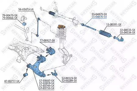 Авто тетиктер жана сарптоолору - Тяга рулевая Ford Focus C-max all 04> STELLOX 5504876SX