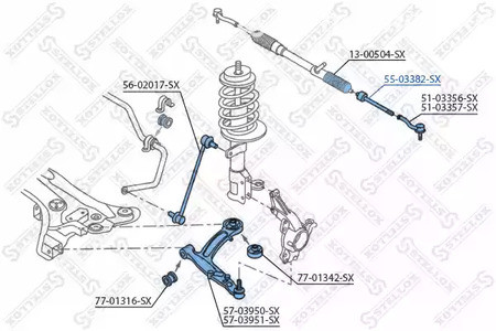 Запчасти и расходники - Тяга рулевая Fiat Panda all 03> STELLOX 5503382SX