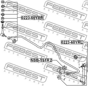 Запчасти и расходники - Втулка стабилизатора заднего d19 Nissan Patrol Y61 97-06 FEBEST NSBY61R2