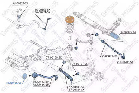 Запчасти и расходники - Сайлентблок рычага передн. BMW E70/E71 07> STELLOX 7700196SX