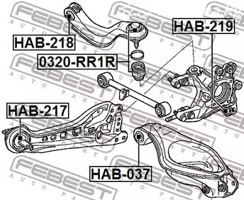 Spare Parts and Consumables - Сайлентблок задней цапфы нижний Honda Elysion FEBEST HAB218