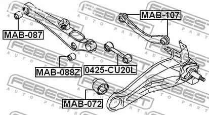 Spare Parts and Consumables - Сайлентблок заднего верхнего рычага Mitsubishi ASX GA 10> FEBEST MAB107