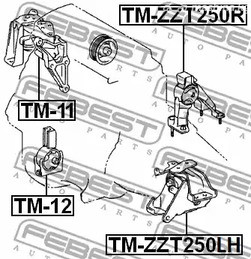 Spare Parts and Consumables - Опора двигателя задняяToyota Avensis 03-08 FEBEST TMZZT250R