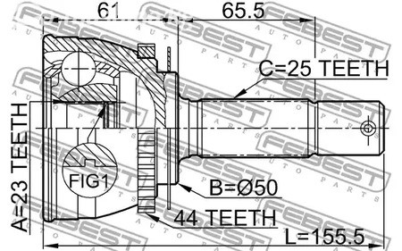 Авто тетиктер жана сарптоолору - ШРУС наружный к-кт 23x50x25 Hyundai Matrix/Lavita 01-06 FEBEST 1210002A44