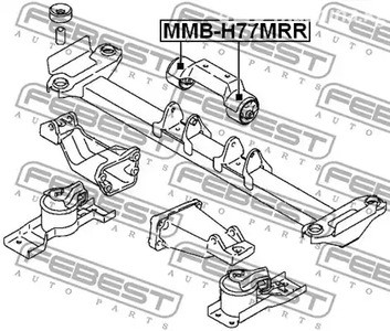 Авто тетиктер жана сарптоолору - Cайлентблок в опору ДВС Mitsubishi Pajero Ii V14W-V55W 91-04 FEBEST MMBH77M