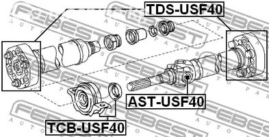 Запчасти и расходники - Опора подвесная карданного вала Lexus LS460 06-12 FEBEST TCBUSF40
