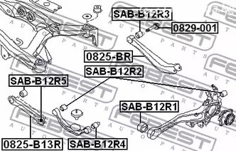 Авто тетиктер жана сарптоолору - Сайлентблок зад. рычага нижн. внутр. Subaru Legacy B12 99-03 FEBEST SABB12R