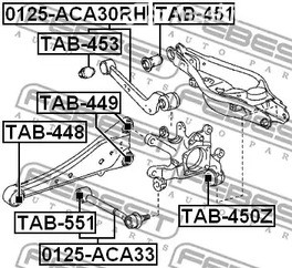 Запчасти и расходники - Сайлентблок задней поперечной тяги Toyota RAV4 2.0/2.2D-4D 06> FEBEST TAB55