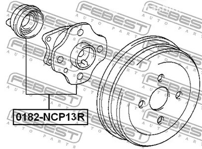 Авто тетиктер жана сарптоолору - Подшипник ступицы задней Toyota Yaris/Echo 1.3/1.5 99-06 со ступицей FEBEST