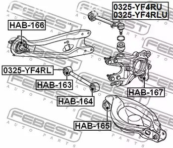 Spare Parts and Consumables - Сайлентблок задней цапфы Honda Pilot YF4 09-15 FEBEST HAB167