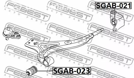 Авто тетиктер жана сарптоолору - Сайлентблок рычага SsangYong Korando 02-13 FEBEST SGAB023