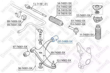 Авто тетиктер жана сарптоолору - Сайлентблок рычага зад. Nissan Sunny all 90-95/100NX all 90-94 STELLOX 8774