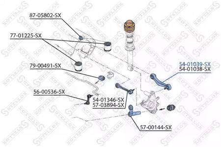 Spare Parts and Consumables - Рычаг задней подвески левый алюм. BMW Е39 95> STELLOX 5401039SX