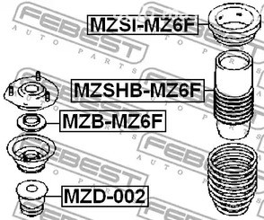 Авто тетиктер жана сарптоолору - Отбойник амортизатора переднего Mazda 6 GG/GY 02> FEBEST MZD002