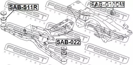 Авто тетиктер жана сарптоолору - Сайлентблок зад. балки Subaru Forester 98-02 FEBEST SAB022