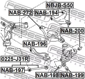 Spare Parts and Consumables - Сайлентблок рычага развала задней подвески Nissan Murano Z50 02-07 FEBEST N