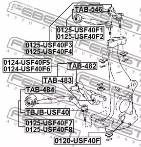 Spare Parts and Consumables - Сайлентблок рычага косого Lexus LS460/460L USF4# 06-12 FEBEST TAB484